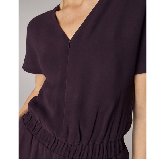 Massimo Dutti Short Sleeve V-Neck Purple Jumpsuit - Picture 5 of 13